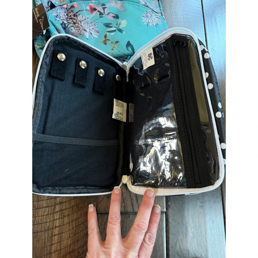 Bang & Carsen Travel Organizer Set Floral‎ Toiletry Bag & Polka Dot Jewelry Case